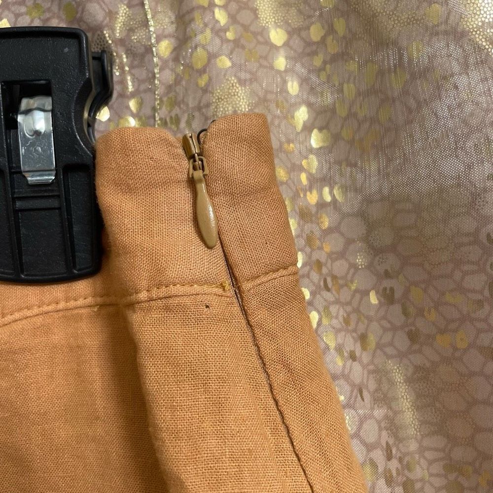 Free People Tori Side Ruched Mini Skirt Mustard Yellow Linen Blend Small NWOT - Picture 7 of 7